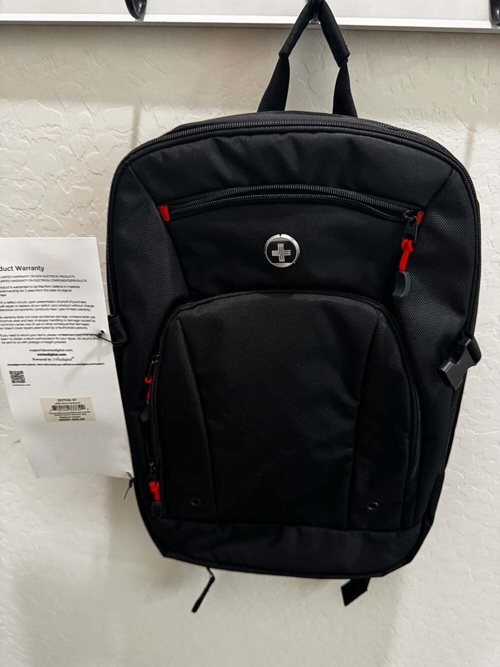 SwissDigital Design ARNI Black Expandable Travel Laptop Backpack